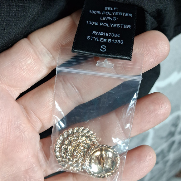 Tuckernuck Pomander Place Dress Small Black Kiera Tweed Gold Button Textured - Picture 11 of 11